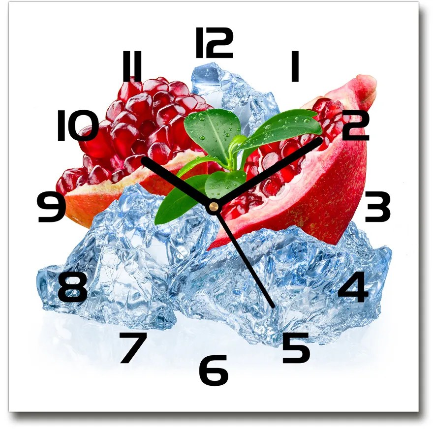 Sklenené hodiny štvorec Granátové jablko s ľadom pl_zsk_30x30_c-f_66694236