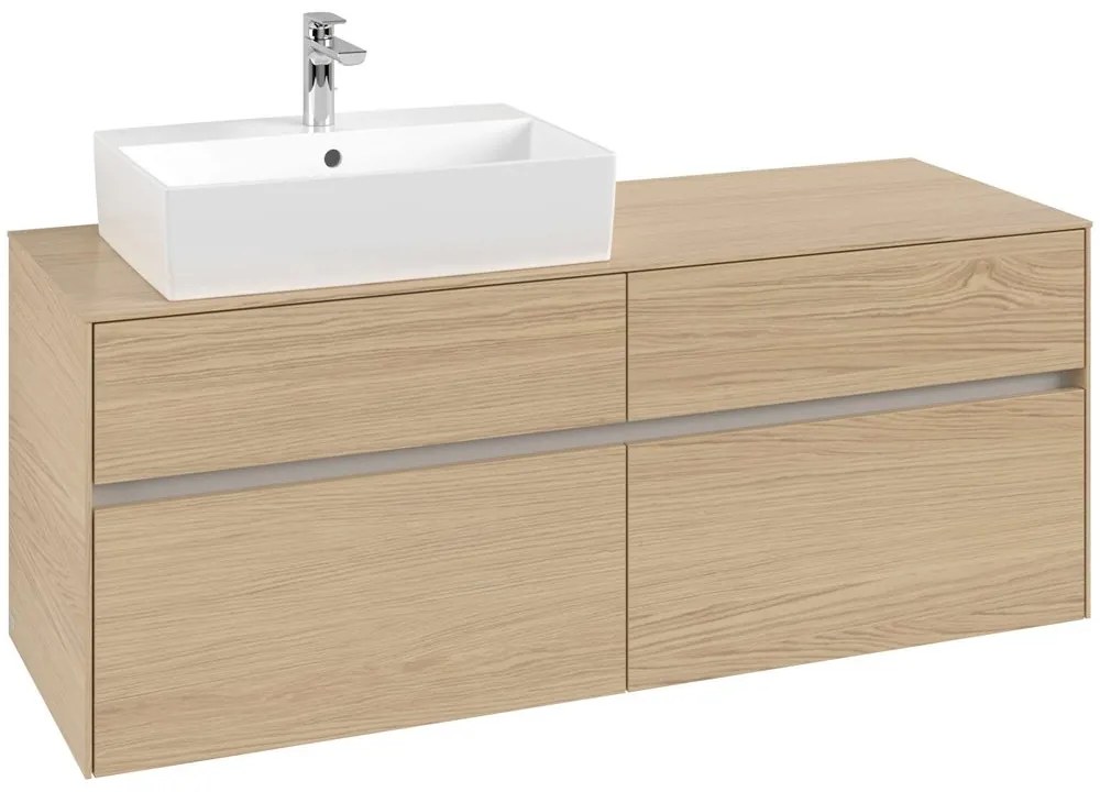 VILLEROY &amp; BOCH Collaro závesná skrinka pod umývadlo na dosku (umývadlo vľavo), 4 zásuvky, 1400 x 500 x 548 mm, Nordic Oak, C13200VJ