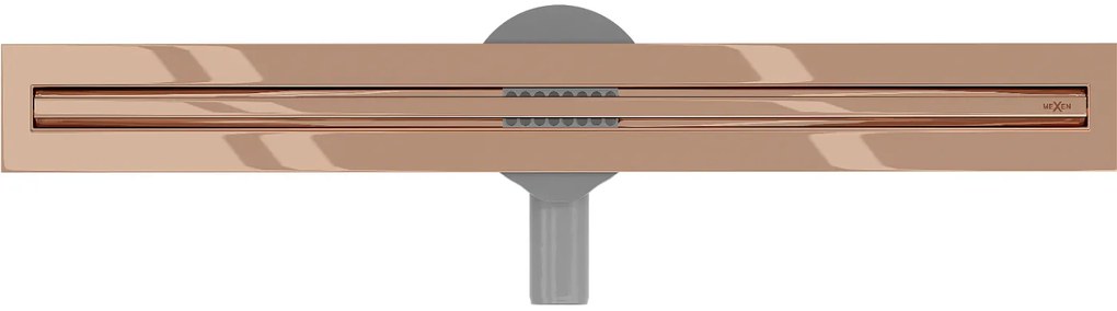 Mexen Flat nerezový sprchový žľab s rotačným 360° sifónom 60 cm, vzor SLIM, ružovo-zlatá, 1641060