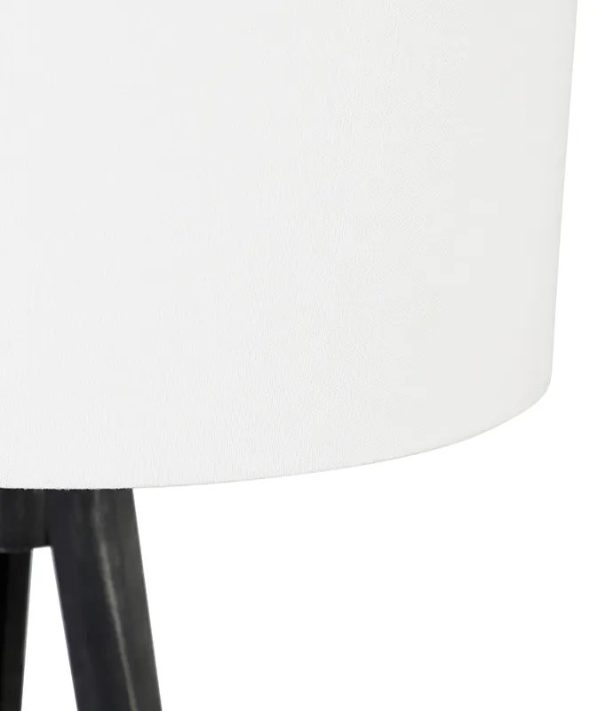 Stojaca lampa trojnožka čierna s tienidlom bielym 50 cm - Tripod Classic