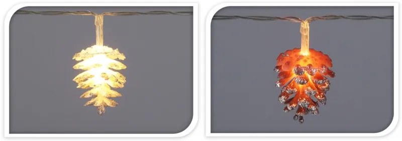 Home Styling Collection Trblietavá šišková girlanda s 10 LED svetlami, 120 cm Farba: Biela