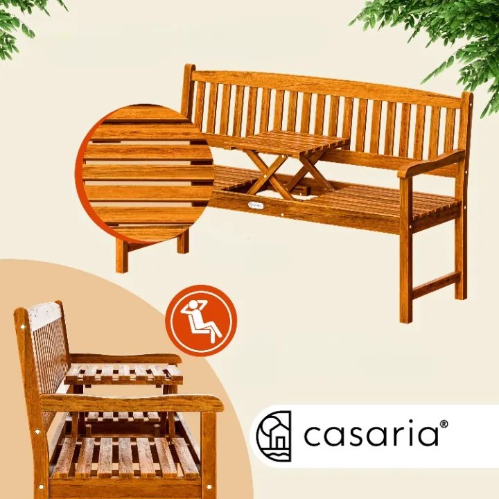 InternetovaZahrada Záhradná lavička so stolčekom 153 cm - eukalyptus
