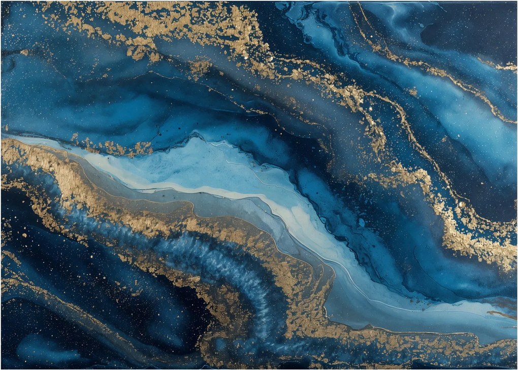 Sklenený obraz - Modrá mramorová abstrakcia (70x50 cm)