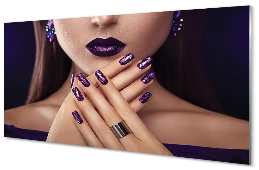 Obraz plexi Ženské ruky fialové pery 100x50 cm