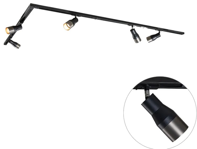 Moderný koľajnicový systém s 5 reflektormi antracitovej farby 1-fázový - Iconic Kohua