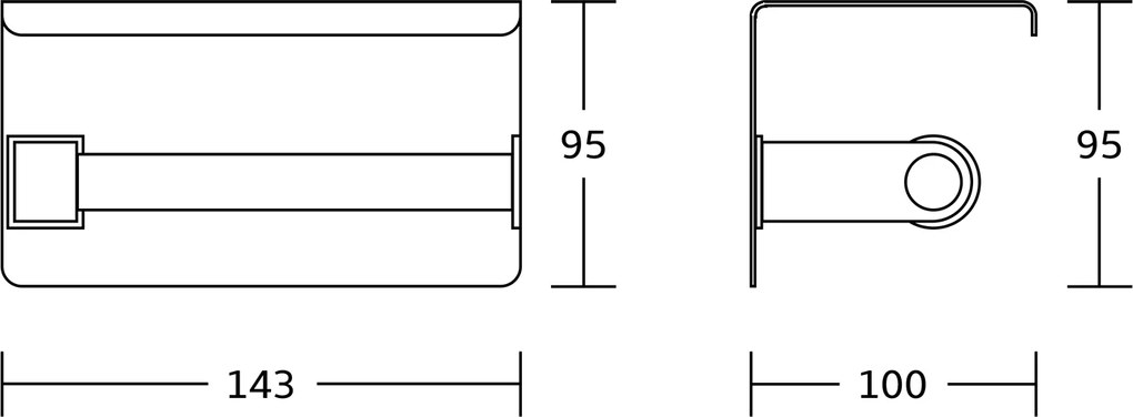 Sapho Sapho, Držiak toaletného papiera s poličkou, čierna matná, UN1197B