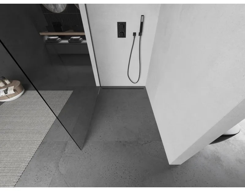 Mexen Kioto, sprchová zásteny typ Walk-In 80 x 200 cm, 8mm číre sklo, grafitový profil, 800-080-101-66-00