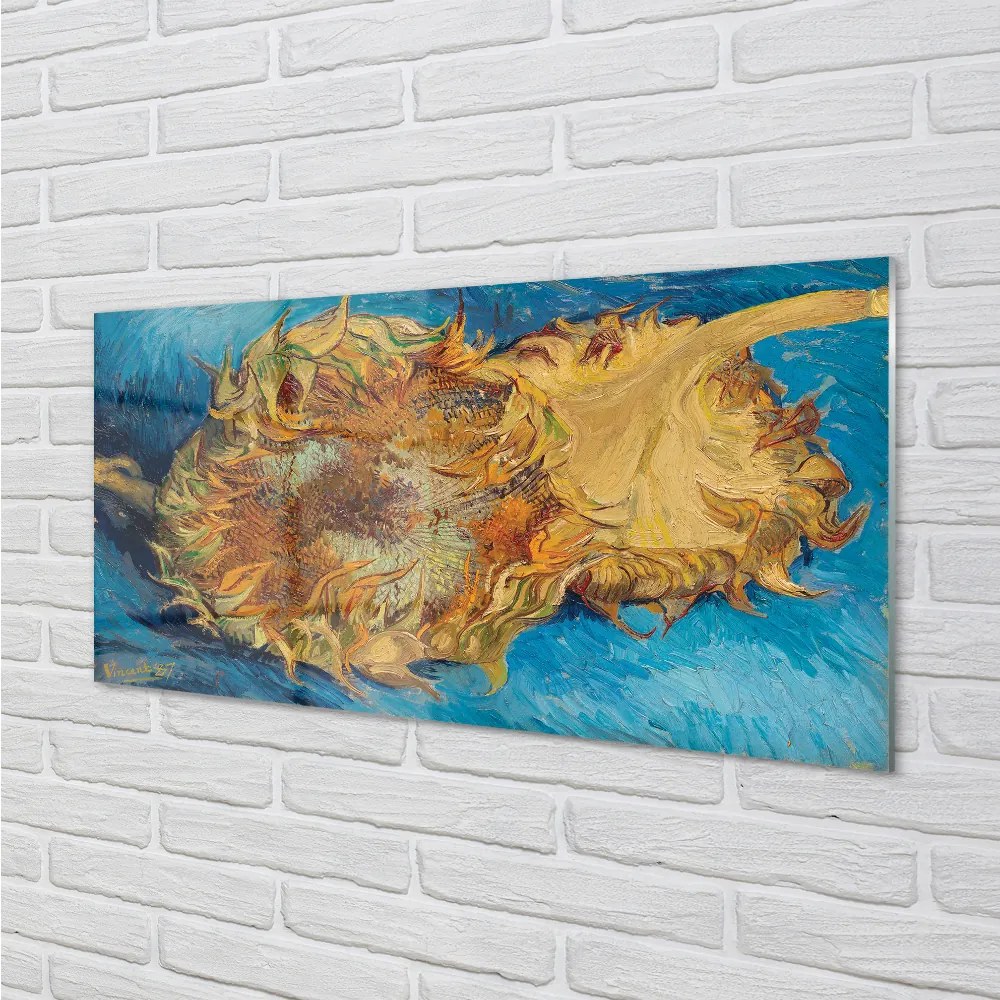 Sklenený obklad do kuchyne Umenie kvety slnečnica 140x70 cm