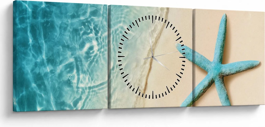 Obraz - Hviezdica na pláži (s hodinami) (90x30 cm)