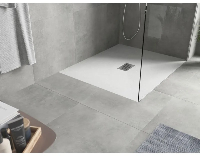 Mexen Hugo, obdĺžniková sprchová vanička SMC 130 x 100 cm, biela, oceľová krytka, 42101013-X