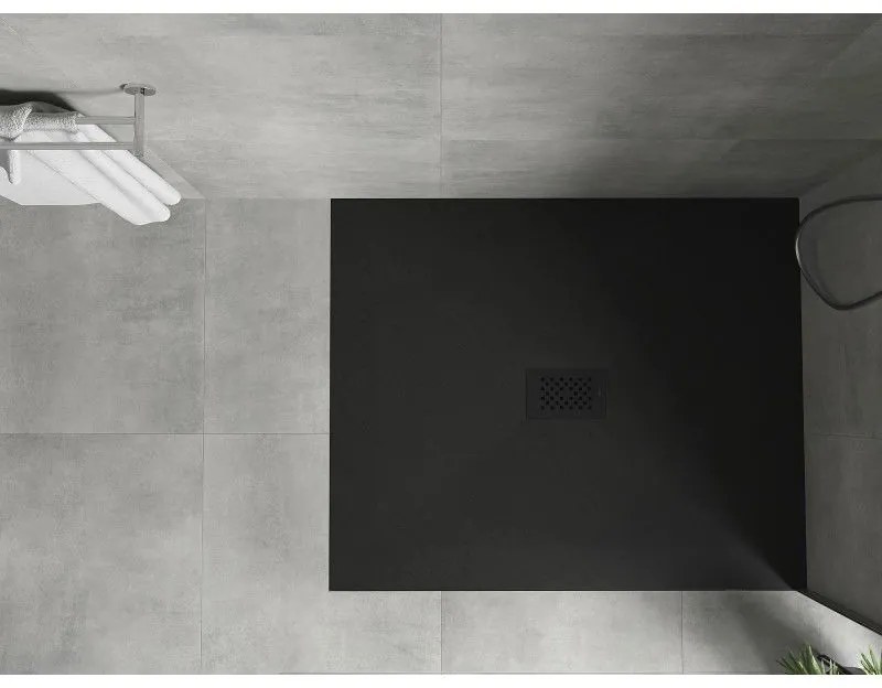 Mexen Hugo, obdĺžniková sprchová vanička SMC 120 x 100 cm, čierna, čierna krytka, 42701012-B