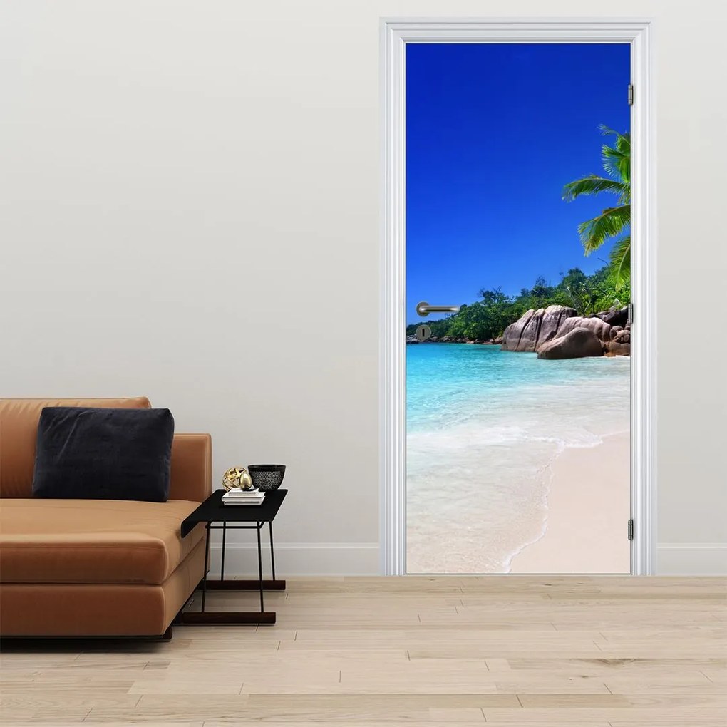 Fototapeta na dvere - Pláž na ostrove Praslin (95x205cm)
