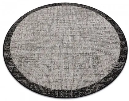 Koberec SIZAL FLOORLUX kruh 20401 Ramka strieborný/čierny