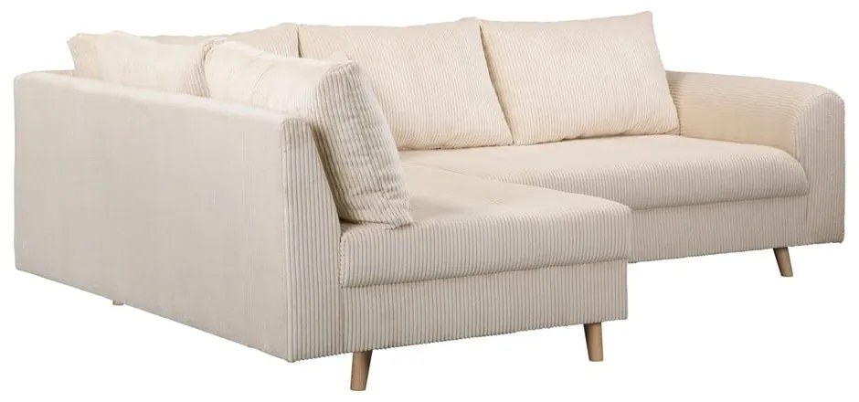 Krémovobiela menčestrová rohová pohovka (ľavý roh) Ariella – Ropez