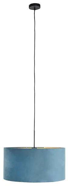 Závesné svietidlo s plyšovým tienidlom modré so zlatom 50 cm - Combi