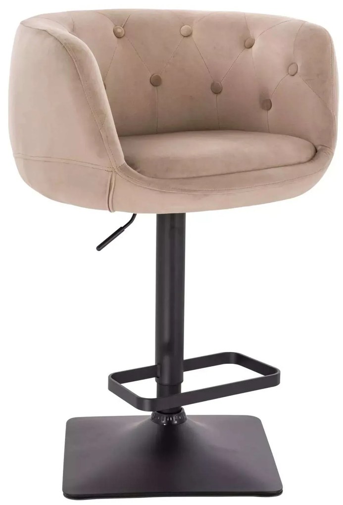 LuxuryForm DESIGN Barová stolička MONTANA VELUR na čiernej hranatej podstave - latte