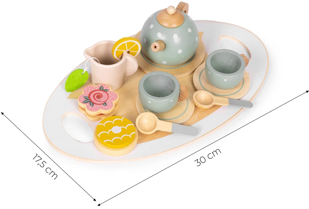 Drevená čajová súprava, 14 kusov, ECOTOYS