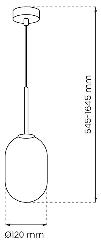 Závesné svietidlo Alias, 1x biele sklenené tienidlo, (fi 12cm), g