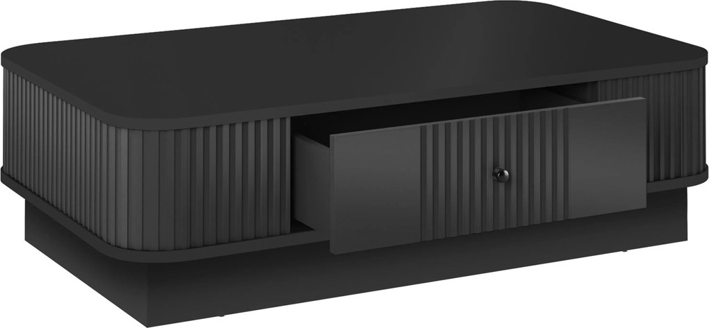 Čierny konferenčný stolík Vesper 103x60 cm so zásuvkou na sokli - čierny úchyt