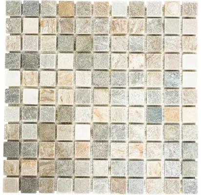 Mozaika z prírodného kameňa XQM 10XS béžová/sivá 30,5 x 32,5 cm
