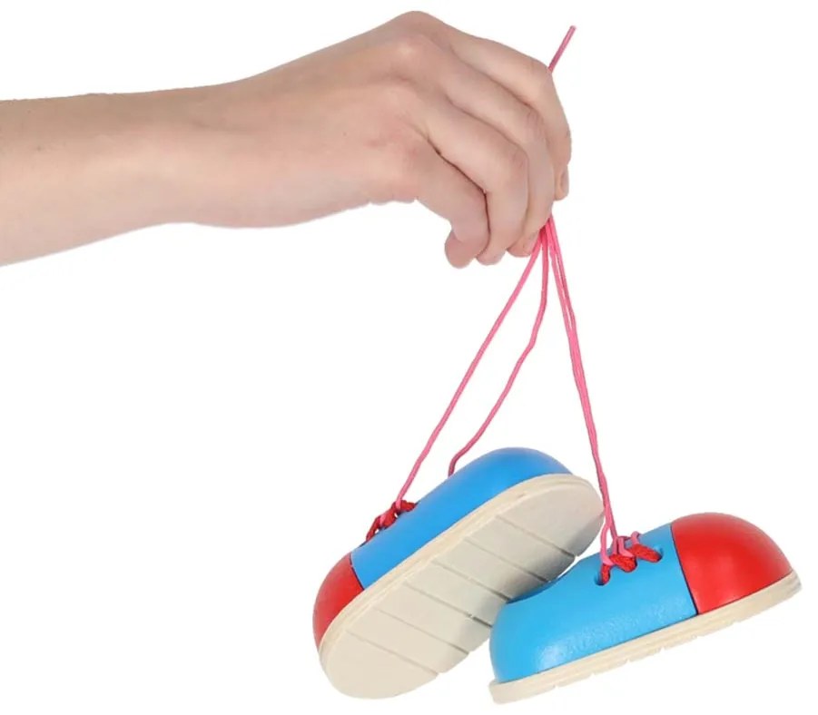 KIK Drevená vzdelávacia sada na učenie zaväzovania šnúrok, Montessori, 2 ks, pre deti