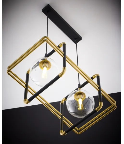 Jupiter 2029 - Luster na lanku FIORI 2xG9/10W/230V čierna/zlatá/číra