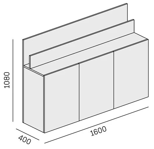 Kancelárska prístavná skrinka k stolu LAYERS, dlhá, dub prírodný / dub morený