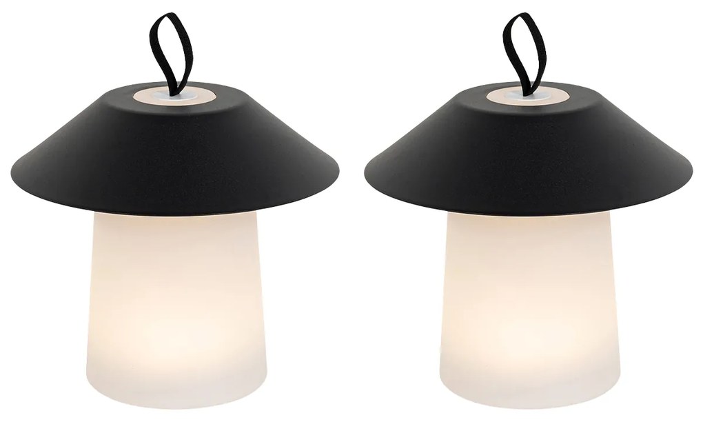 Sada 2 stolových lamp hríb čierny vrátane nabíjateľného LED - Ivan