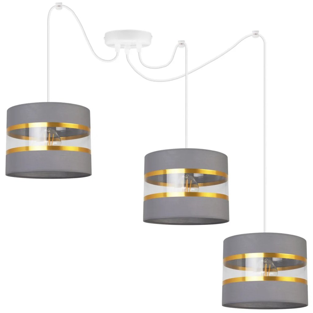 Závesné svietidlo Elegance Spider, 3x textilné tienidlo (mix 6 farieb), (výber z 2 farieb konštrukcie), g