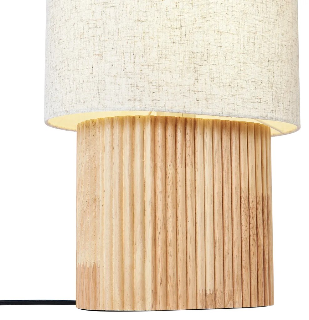 Japandi stolná lampa drevená s ľanovým tienidlom 70cm - Lamel