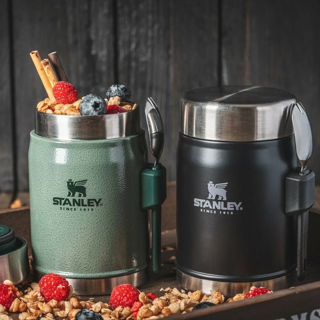 STANLEY termoska jedálenská 400ml s lyžicou/vidličkou čierna mat