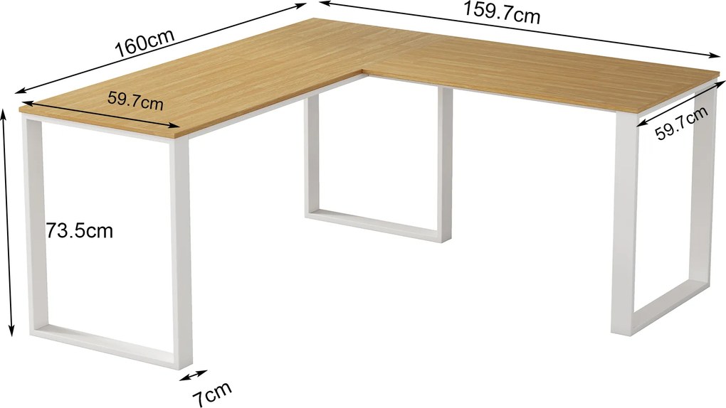 Rohový kancelářský stůl Houseland Nuvia Home 03 160 cm dub/bílý