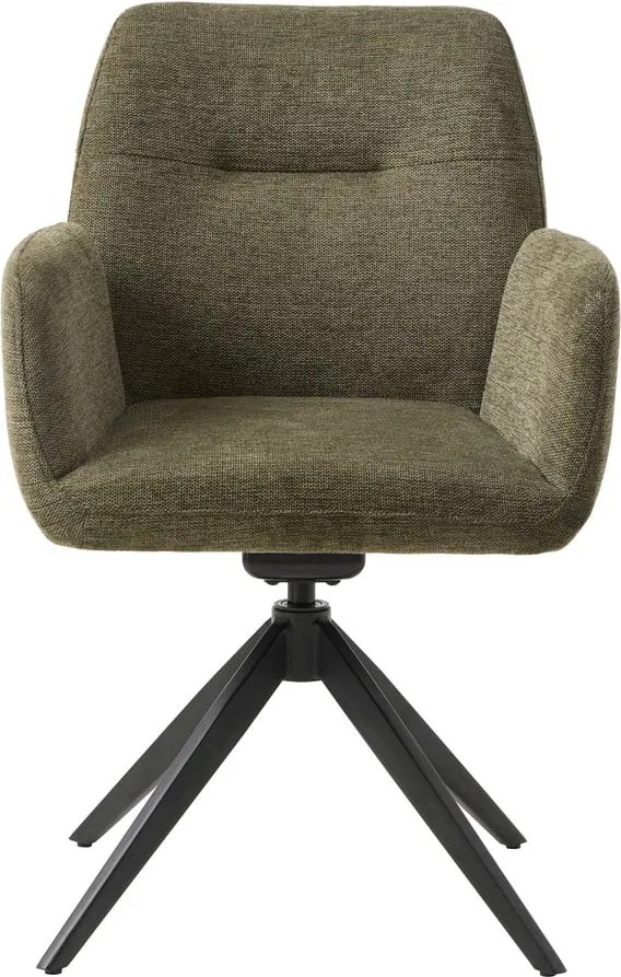 Zelené čalúnené jedálenské kreslo s podrúčkami Roxana – Unique Furniture