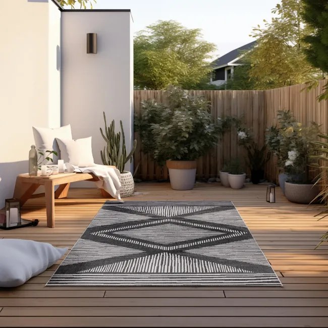 Obojstranný koberec Elle Decoration GEMINI Rhombus čierny