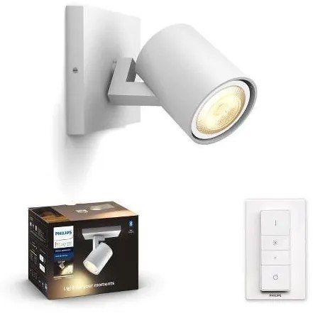 PHILIPS HUE Nástenné bodové LED inteligentné osvetlenie HUE RUNNER, 1xGU10, 5W, teplá biela-studená biela, biele