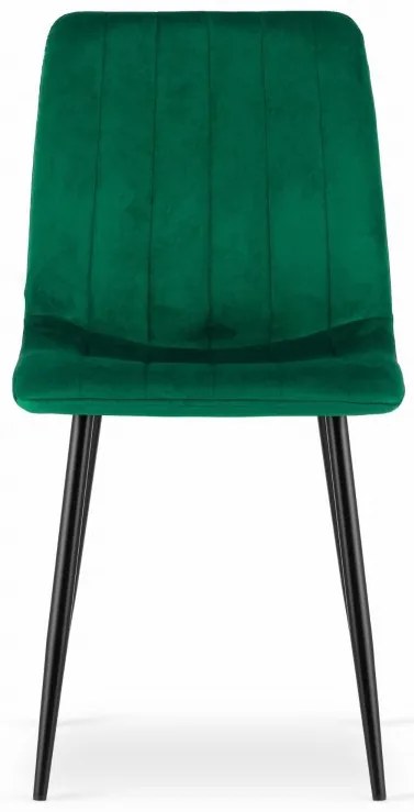 Set 4 kresiel LAVA - tmavozelený zamat / čierne nohy