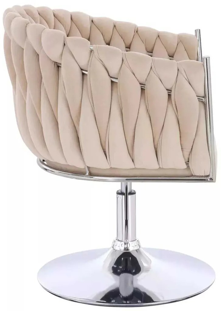 LuxuryForm DESIGN Stolička NORDEN VELUR na striebornom tanieri - krémová