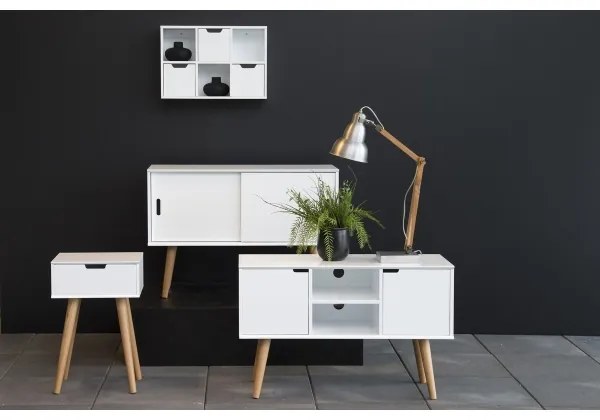 Nočný stolík CARLY dub/biela