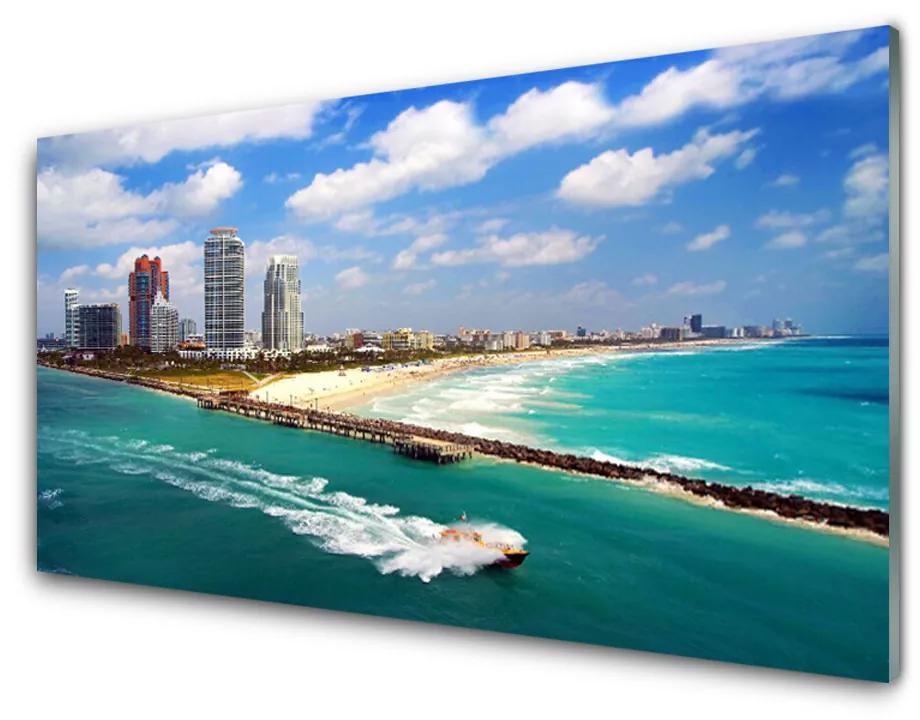 Nástenný panel  More pláž mesto krajina 125x50 cm