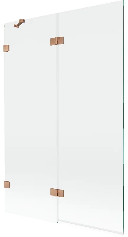 Mexen Lunar, 2-krídlová vaňová zástena ľavá 120 x 150 cm, číre sklo, medená matná, 897-120-100-65-00-L