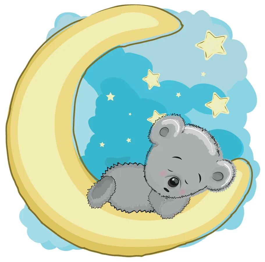 Gario Nálepka na stenu pre deti Macko spí na mesiaci Rozmery: 10 x 10 cm