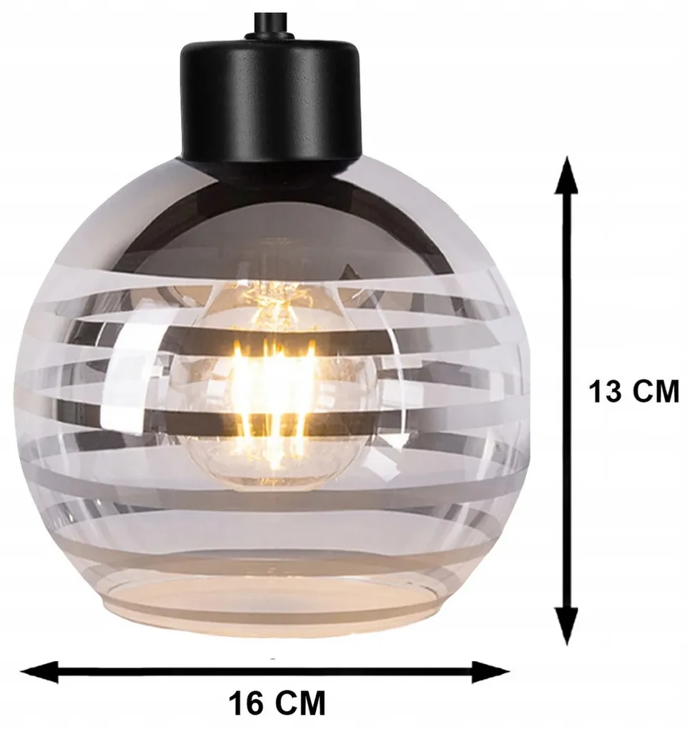 BERGE Sklenená LED závesná lampa 3xE27 - guľové horizontálne pruhy