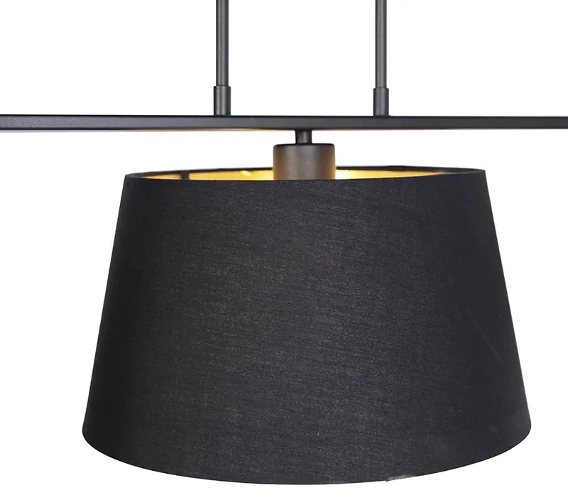 Závesné svietidlo s čiernymi a zlatými tienidlami z bavlny 32 cm - Combi 3 Deluxe