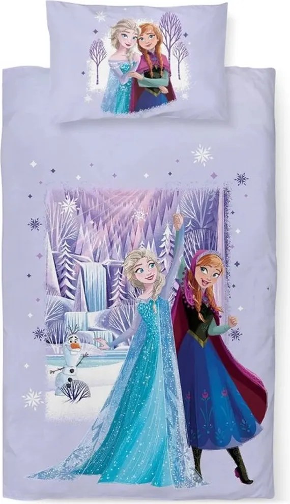 Obliečky do detskej postieľky Ľadové kráľovstvo - motív Anna a Elsa - 100% bavlna - 40x60 cm + 100x135 cm