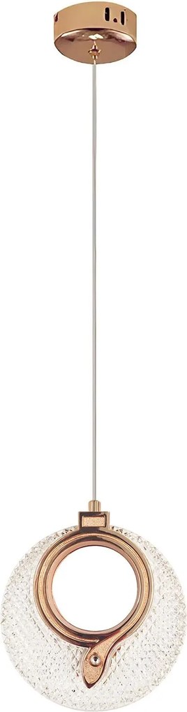 Toolight Toolight, LED krištáľové závesné svietidlo 18x17cm, 12W, 3000K, LHJ110-1CP, ružové zlato, OSW-60051