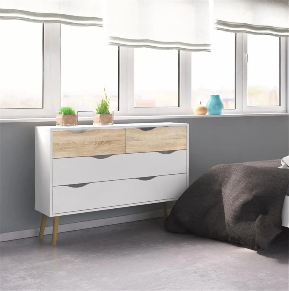 Biela komoda OSLO 75395 so 4 zásuvkami