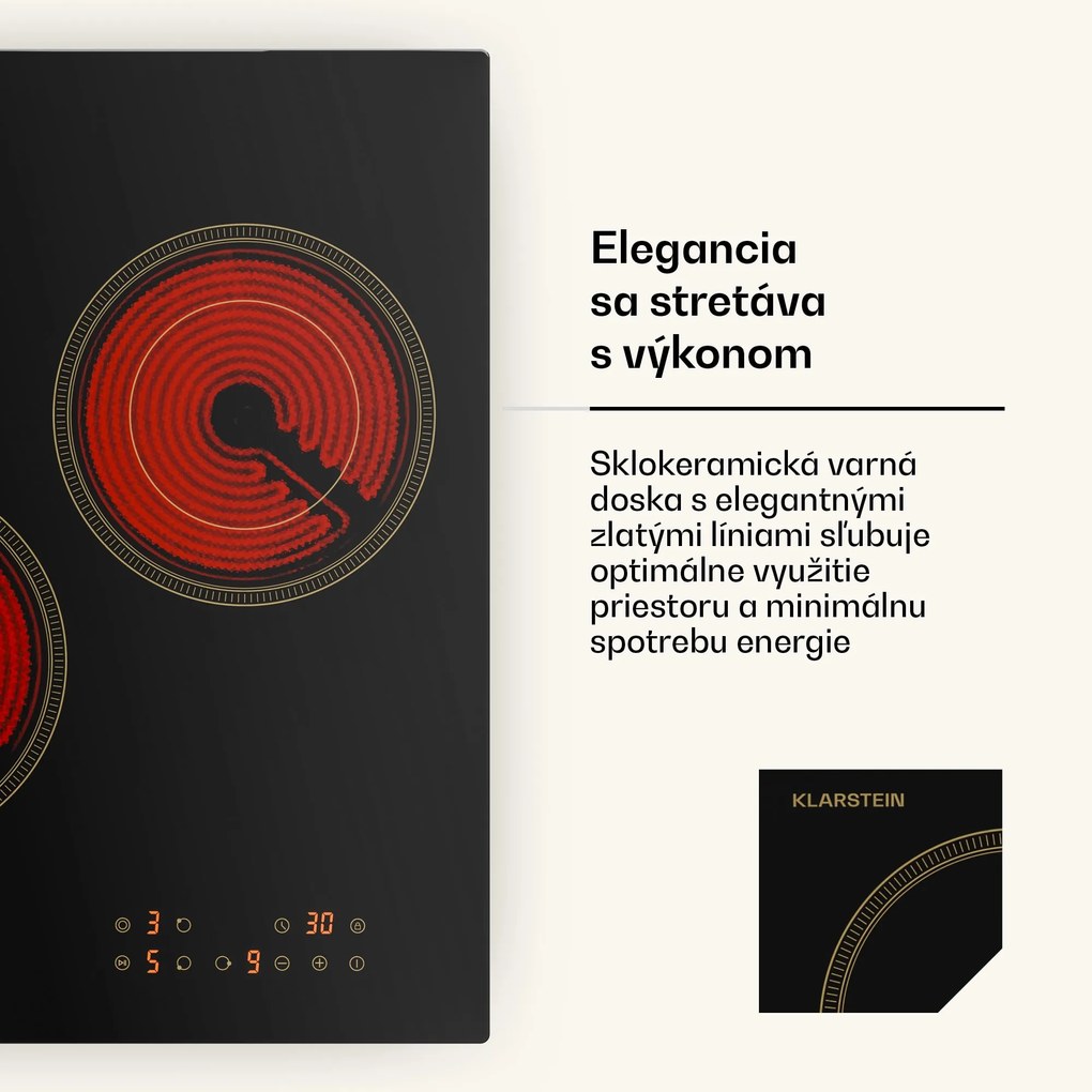Klarstein Victoria sklokeramická varná doska, 3 zóny, elegantná, nadčasová, 5000 W, 45 cm