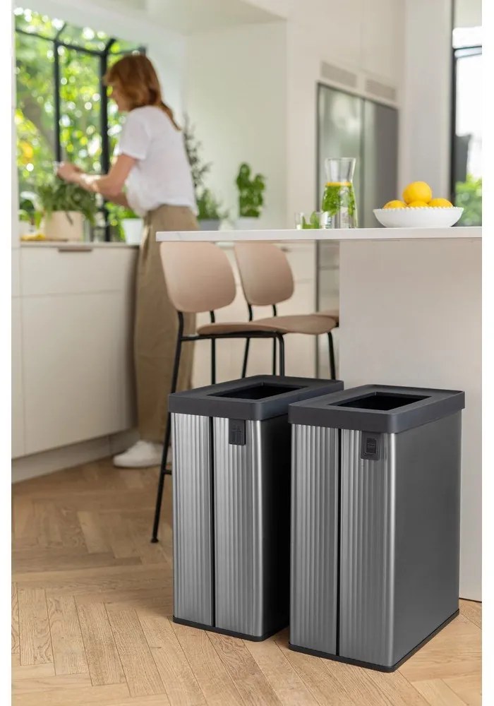 Sivý odpadkový kôš na triedený odpad z recyklovaného plastu 54 l Verto Recycle – Curver
