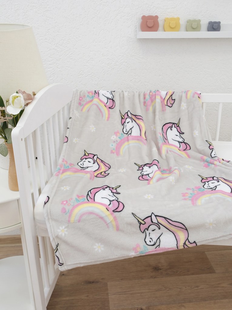 Detská deka do postieľky mikroplyš Exclusive 80 × 100 cm – Jednorožec
