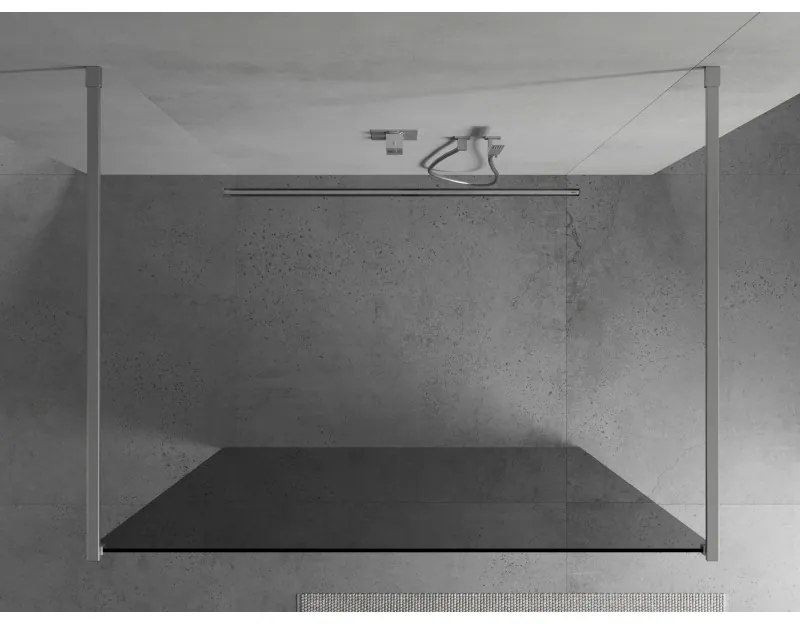 Mexen Kioto, priechodná sprchová zástena 100 x 200 cm, 8mm šedé sklo, 2x chrómová stabilizačná rozpera, 800-100-002-01-40